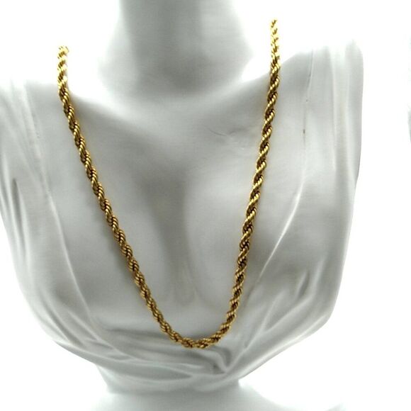 Twisted Rope Necklace Gold Plated CH Stainless - Picture 12 of 15